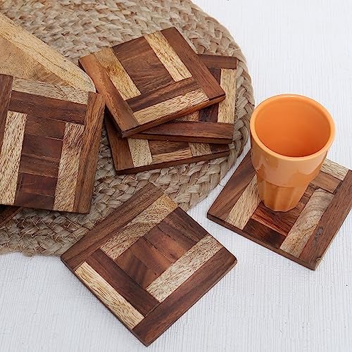 Indian-Shelf Coasters Set of 6 Wooden Items for Gift Coasters for Cups Tea Cup Coaster Table Coasters for Dining Table Coasters Sets Dining Table Decor Bar Items and Accessories - Image 1