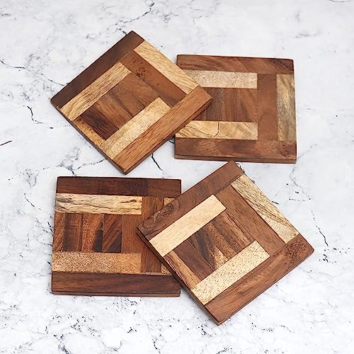 Indian-Shelf Coasters Set of 6 Wooden Items for Gift Coasters for Cups Tea Cup Coaster Table Coasters for Dining Table Coasters Sets Dining Table Decor Bar Items and Accessories - Image 2