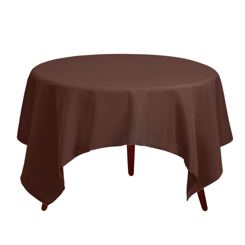 Gee Di Moda Square Tablecloth - 85 x 85 Inch Chocolate Table Cloth for Large Square or Round Tables - Heavy Duty Washable Fabric - for Buffet Table  Holiday Party  Dinner  Wedding & Baby Shower - Image 1
