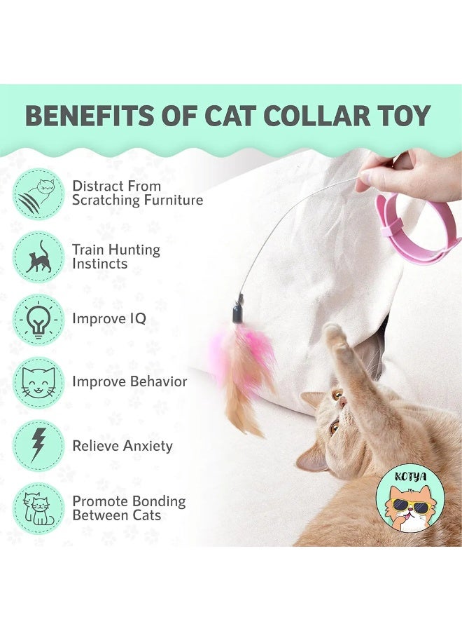 Cat Teasing Wand Silicone Collar Hands Free Toy with Bell and Feathers - Image 5