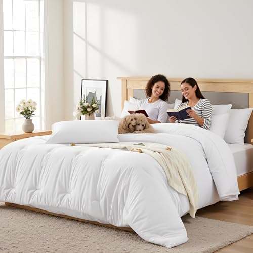Easthome White Queen Comforter Set 7 Piece - Soft Bed in a Bag Queen Size Comforter Sets, Cozy Luxury Bedding Sets with Down Alternative Comforter, Flat Sheet, Fitted Sheet, 2 Pillowcases & 2 Shams - Image 2