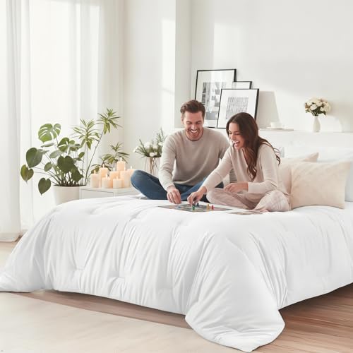 Easthome White Queen Comforter Set 7 Piece - Soft Bed in a Bag Queen Size Comforter Sets, Cozy Luxury Bedding Sets with Down Alternative Comforter, Flat Sheet, Fitted Sheet, 2 Pillowcases & 2 Shams - Image 3