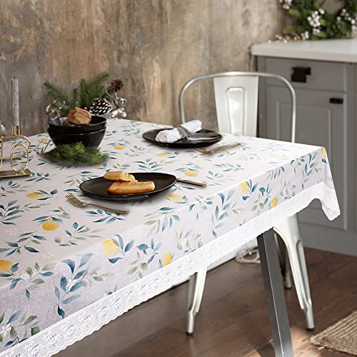 Freelance PVC Vinyl Blossom Dining Plastic Table Cover Cloth - Waterproof Protector, 6-8 Seater, Rectangle 60x90 inches (with White Border Edge Lace) - Product of Meiwa, Japan - Image 3