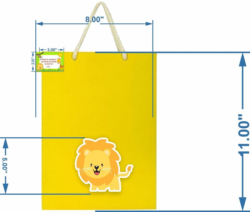Untumble Jungle Theme Return Gift Bags | Pack of 10 | 11x9 inch | 300 GSM Artboard | Kids Birthday Party Favour Bags (Yellow) - Image 3