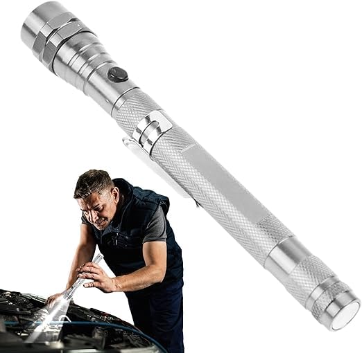 Burmy Telescoping Torch Light LED Extendable Flashlight with Magnetic Pickup Tool for Tight Spaces 360 Flexible Extendible Head 3 LED Torch - Image 1