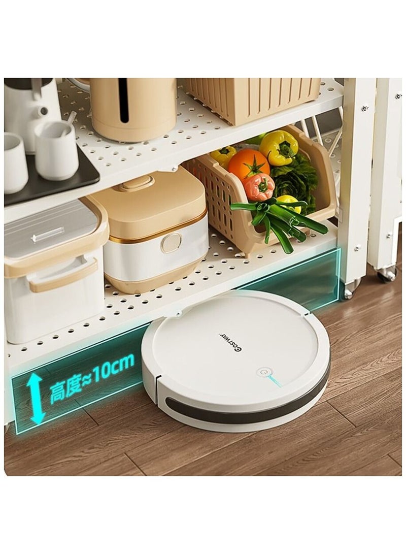 Lady Kitchen 5-Tier Folding Storage Shelf with Swivel Wheels for Living Room Kitchen Office No Assembly Required - White 34x70x163cm - Image 5