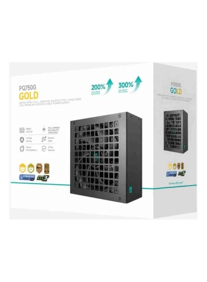 مزود طاقة ديب كول PQ750G-FD، 750 واط، معتمد 80 بلس ذهبي، أسود