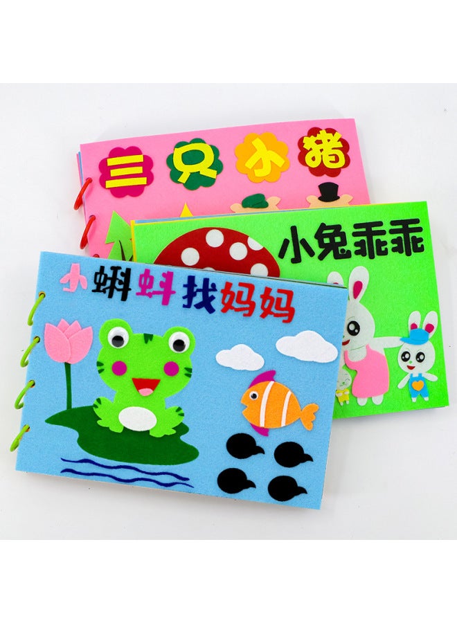 Kindergarten Self-made Story Book Non-woven Picture Book Diy Children Hand-pasted Book Making Parent-child Material Package-Color:Tiger Loves Sugar (A4 Size)  - Image 3