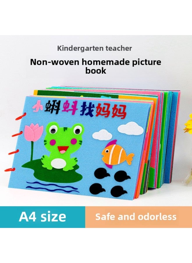 Kindergarten Self-made Story Book Non-woven Picture Book Diy Children Hand-pasted Book Making Parent-child Material Package-Color:Tiger Loves Sugar (A4 Size)  - Image 2
