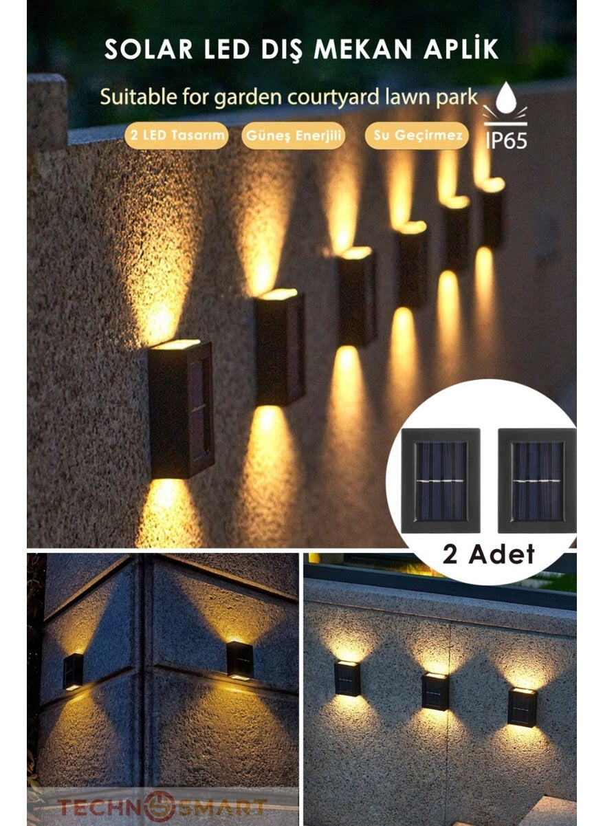 Technosmart 2PCS Modern Solar Double Sided Sconce Solar Powered Lighting Decoration Wall Lamp  - Image 1