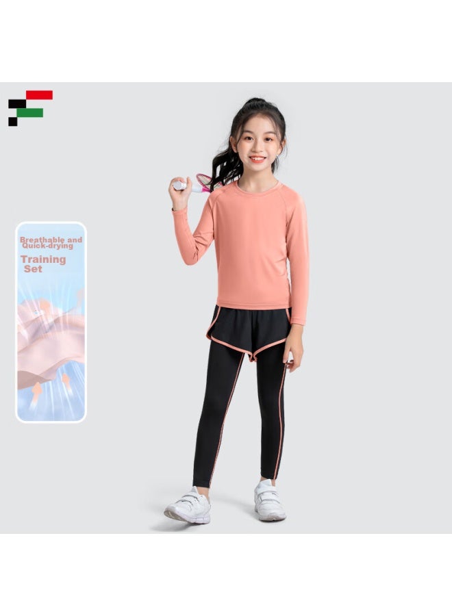 Fandimu Children's Sports Set, High-elastic Breathable, Adult Parent-child Running Yoga Badminton Basketball Training Suit, Size 130 - Image 1