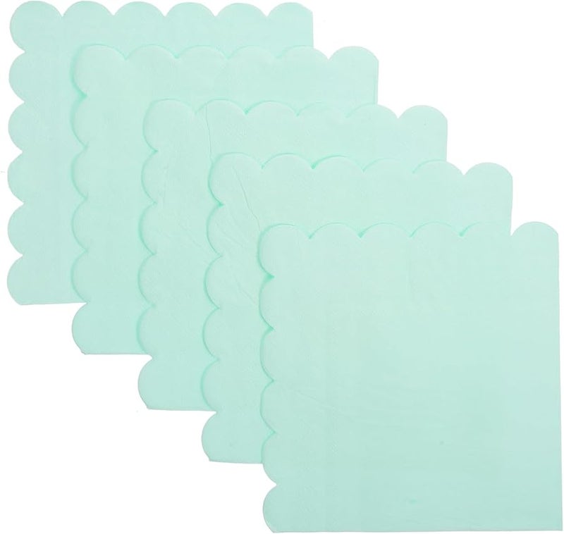 مناديل ورقية قابلة للتخلص ذات حافة متموجة باللون الأخضر النعناعي 20 ورقة للحفلات والأعراس وأعياد الميلاد - Image 2
