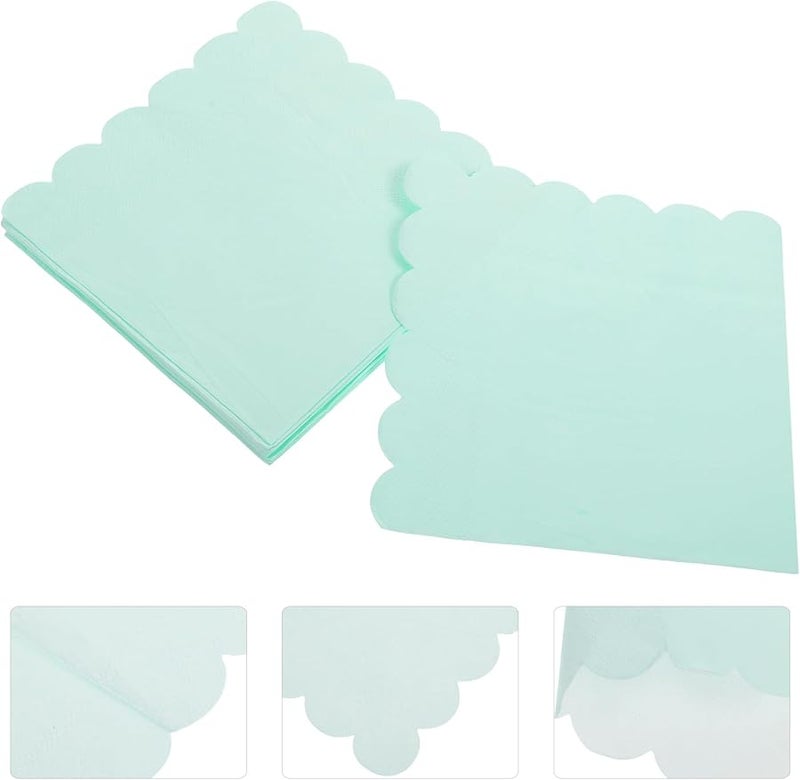 مناديل ورقية قابلة للتخلص ذات حافة متموجة باللون الأخضر النعناعي 20 ورقة للحفلات والأعراس وأعياد الميلاد - Image 4