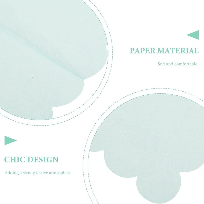 مناديل ورقية قابلة للتخلص ذات حافة متموجة باللون الأخضر النعناعي 20 ورقة للحفلات والأعراس وأعياد الميلاد - Image 3