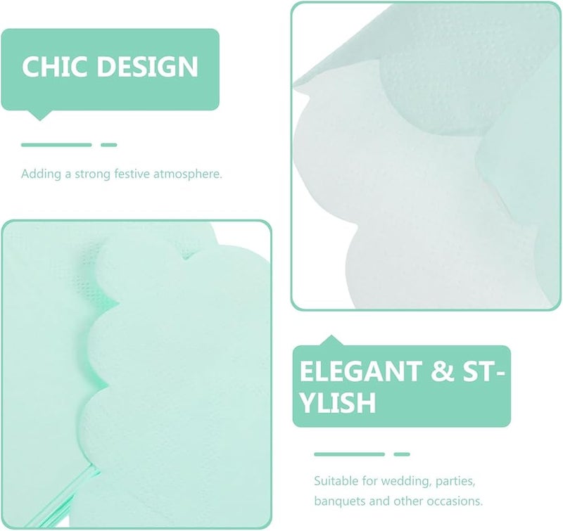 مناديل ورقية قابلة للتخلص ذات حافة متموجة باللون الأخضر النعناعي 20 ورقة للحفلات والأعراس وأعياد الميلاد - Image 5