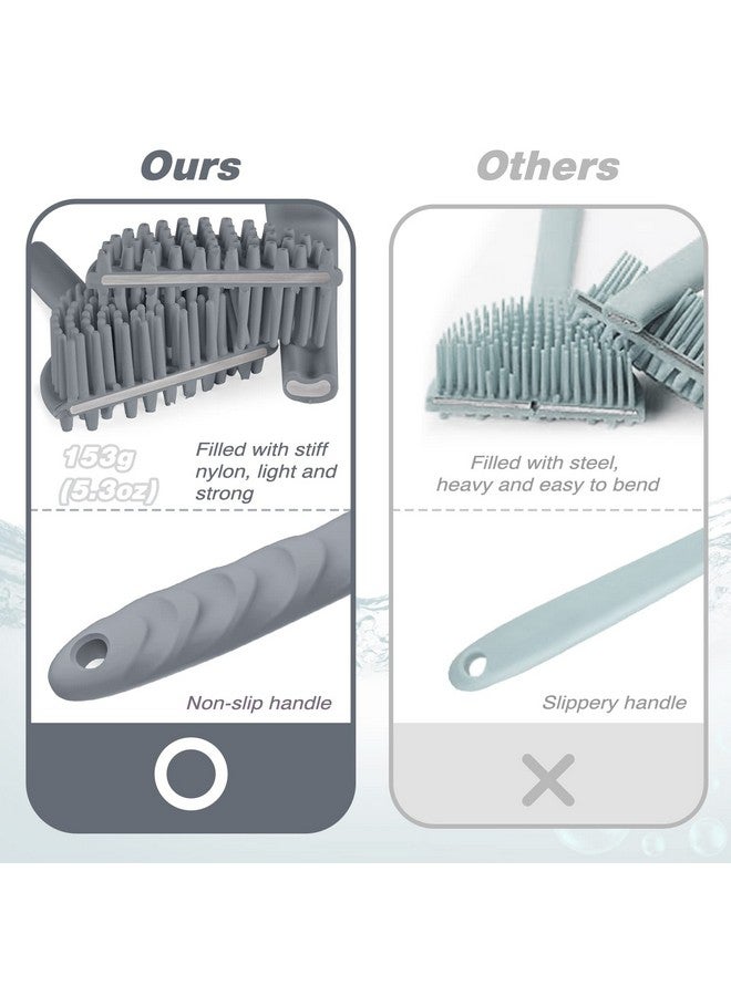 مانمي هيلث مقشر الظهر المصنوع من السيليكون من مانمي هيلث للاستحمام (إصدار جديد)، مقشر للجسم بمقبض بطول 15 بوصة، فرشاة خفيفة الوزن وسهلة الإمساك لتقشير البشرة. عبوة واحدة (رمادي) - Image 5