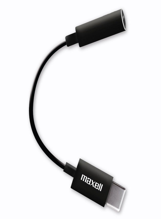 Maxell Sync Up USB-C Headphone Adapter, 3.5mm Audio Jack to USB-C, Reversible, 197294, Black - Image 1