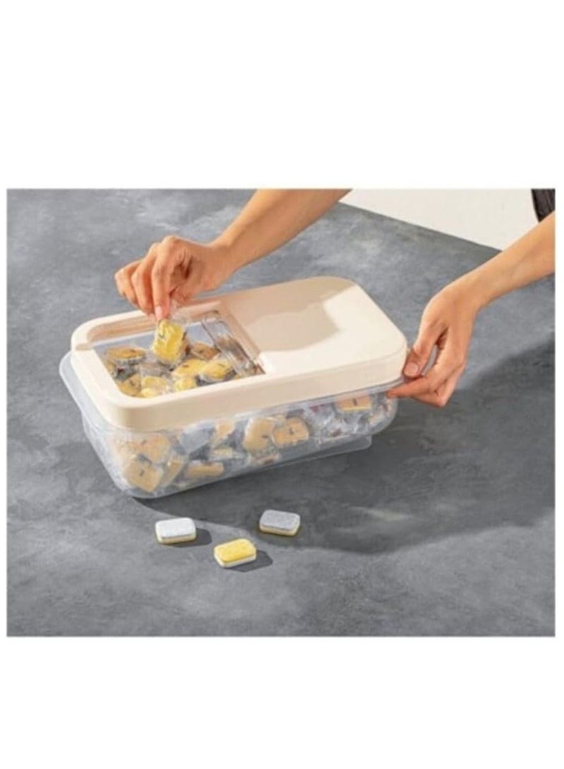 Dunya Slide Storage Container Box With Clear Slide Lid For Easy Use Can Storage Seeds And Legumes 5 L-Beige  - Image 2
