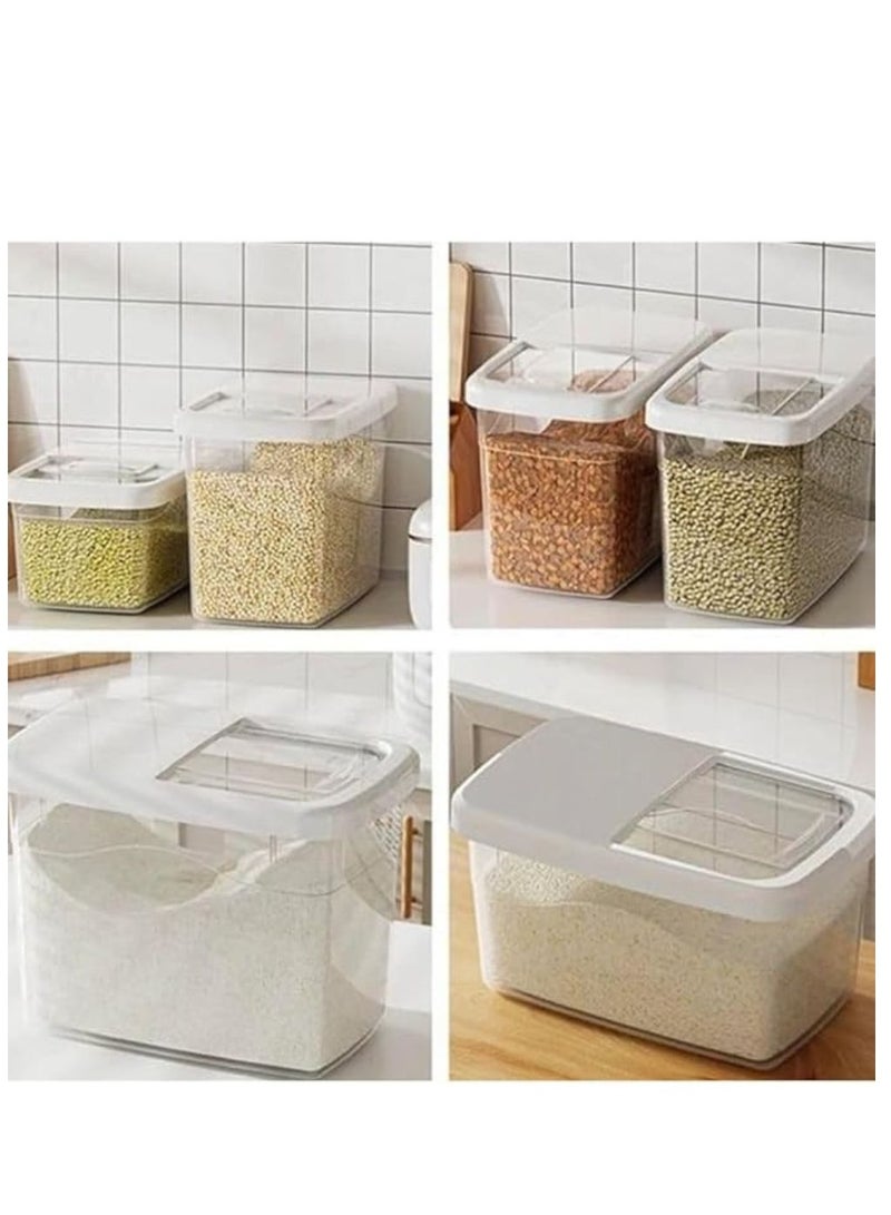 Dunya Slide Storage Container Box With Clear Slide Lid For Easy Use Can Storage Seeds And Legumes 5 L-Beige  - Image 3
