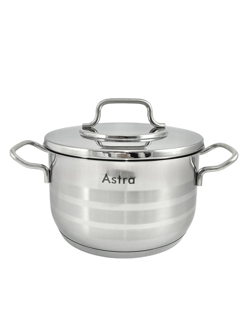ASTRA Premium Casserole 18x10 cm 2.5L - High-Quality Stainless Steel Oven Safe Cookware for Casseroles, Roasts, and Stews