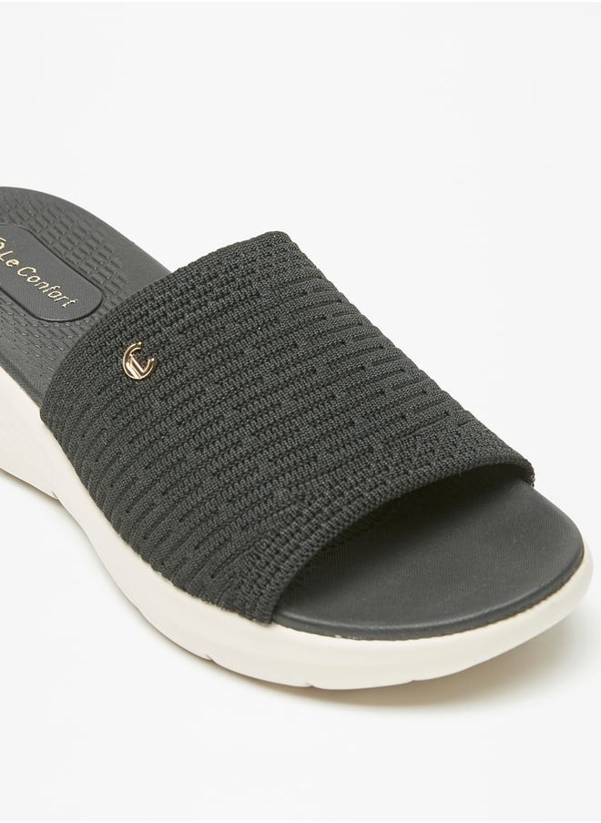 Le Confort - Women Textured Slip-On Slides with Flatform Heels - Image 1