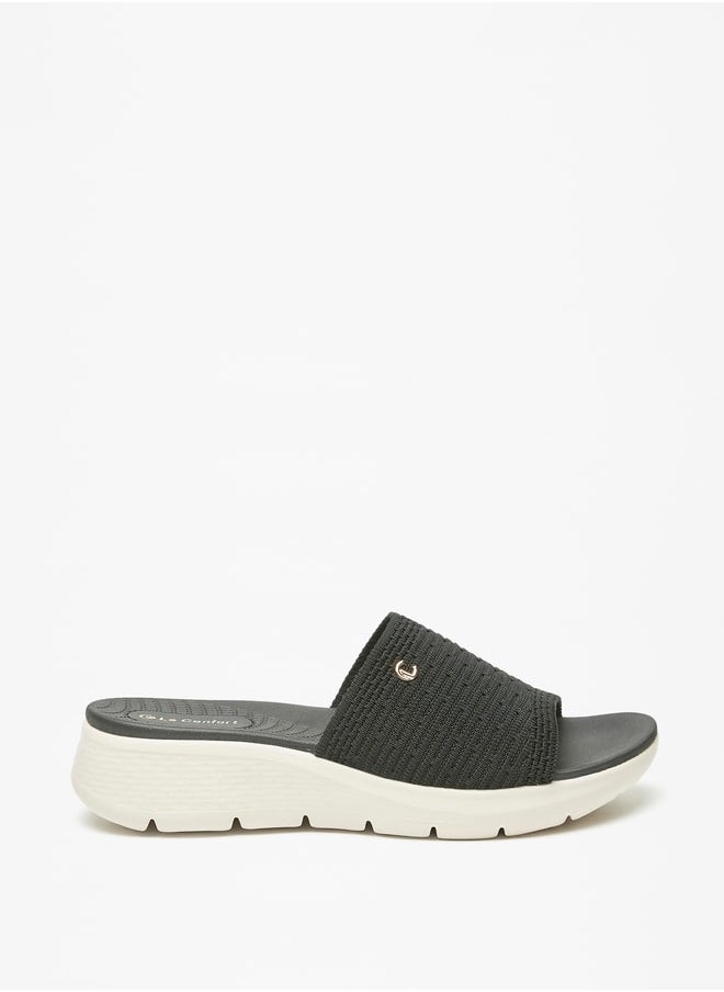 Le Confort - Women Textured Slip-On Slides with Flatform Heels - Image 1