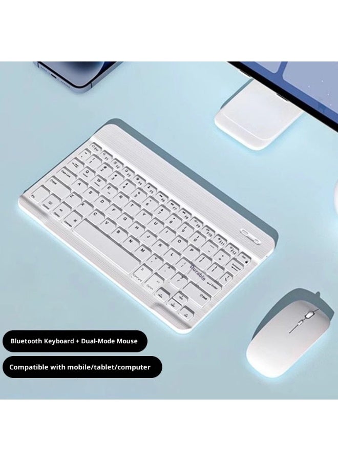 White Wireless Bluetooth Keyboard & Mouse Combo with Arabic Laser Engraving – Ultra-Slim Silent Keyboard, No Backlight, Multi-Device Compatible for iOS/Android/Windows - Image 3