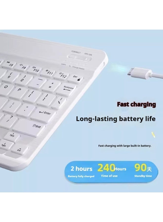 White Wireless Bluetooth Keyboard & Mouse Combo with Arabic Laser Engraving – Ultra-Slim Silent Keyboard, No Backlight, Multi-Device Compatible for iOS/Android/Windows - Image 2