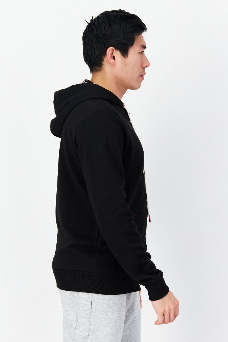 DIFUZED Men Hooded Plain Long Sleeves Sweatshirt, Black - Image 3