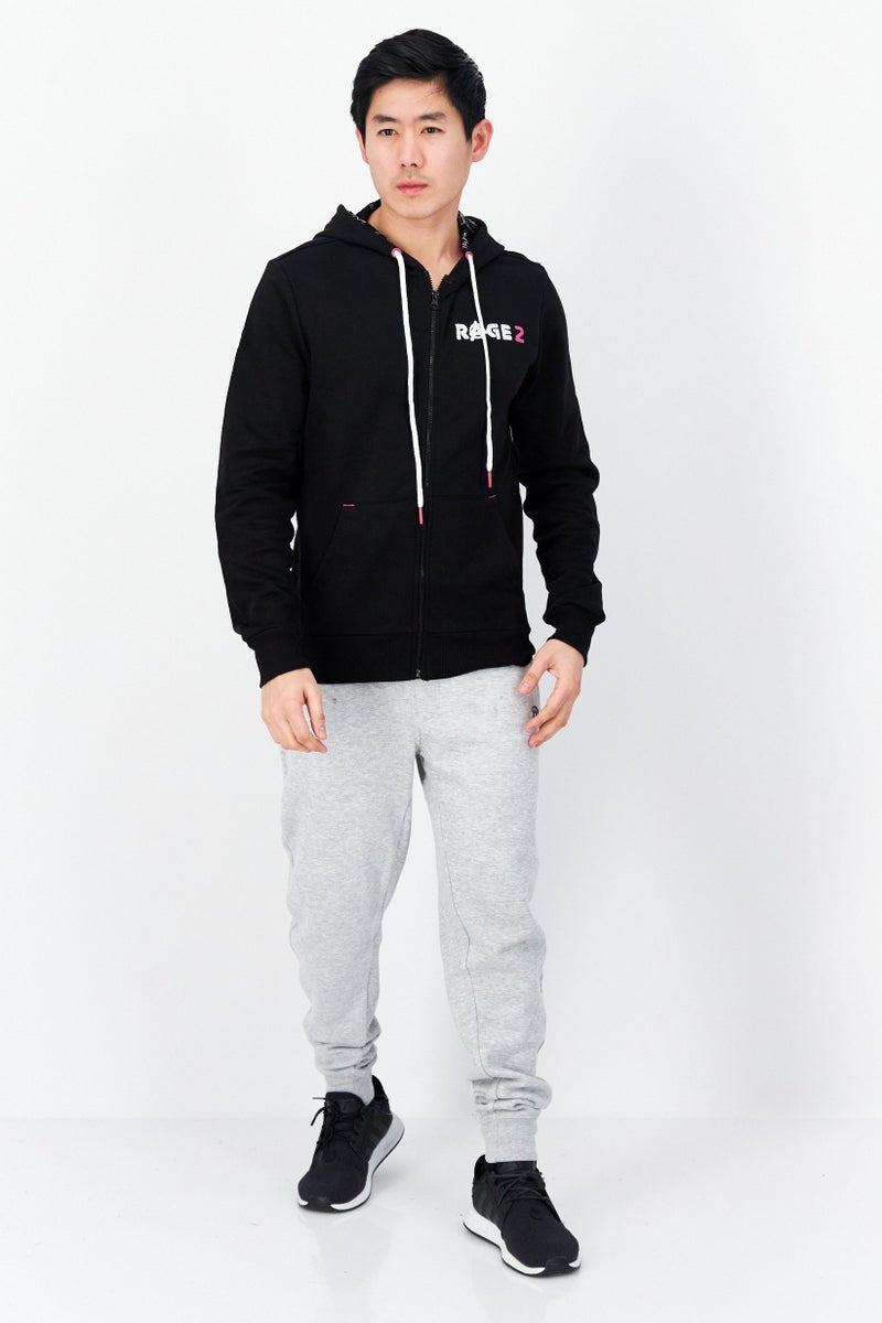 DIFUZED Men Hooded Plain Long Sleeves Sweatshirt, Black - Image 4