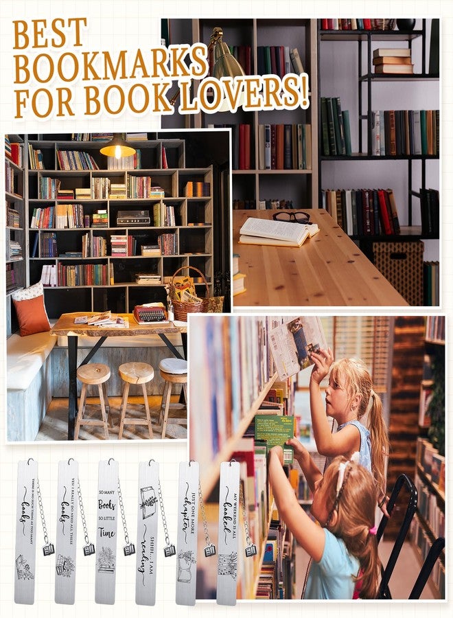 Skyygemm 12 Pcs Book Lovers Gift for Her Him Metal Bookmarks 6 Styles Library Reading Bookmarks Book Club Gift Ideas for Students Senior College - Image 5