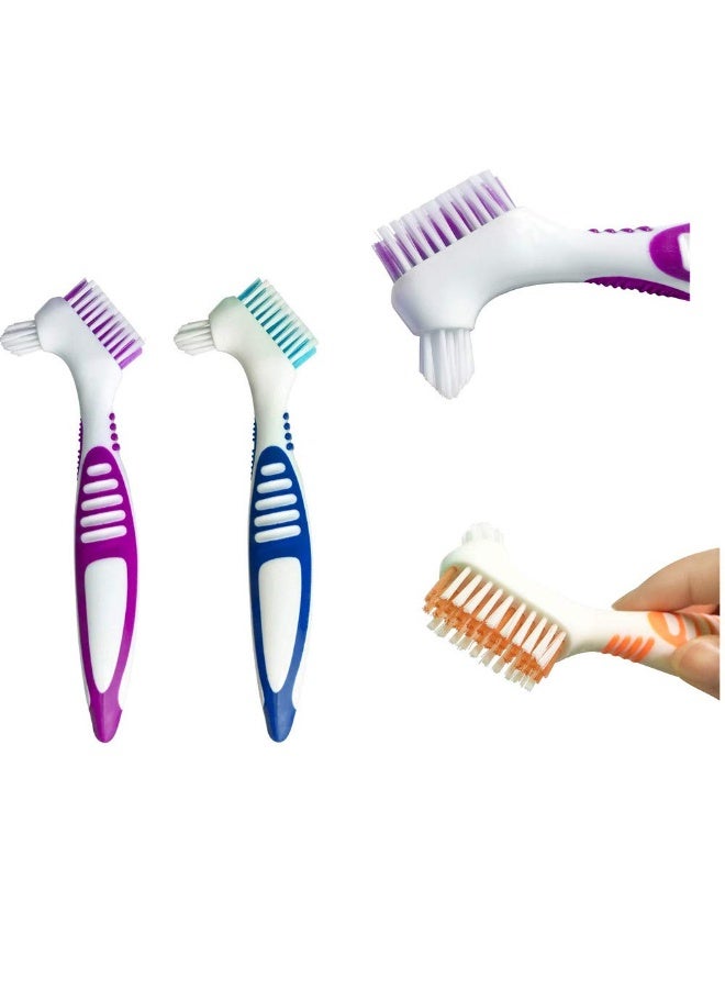 4 Pcs Denture Cleaning Brush with Multi-Layered Soft Bristles and Dual Angled Head for False Teeth Care - Image 5