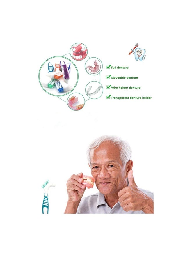 4 Pcs Denture Cleaning Brush with Multi-Layered Soft Bristles and Dual Angled Head for False Teeth Care - Image 2