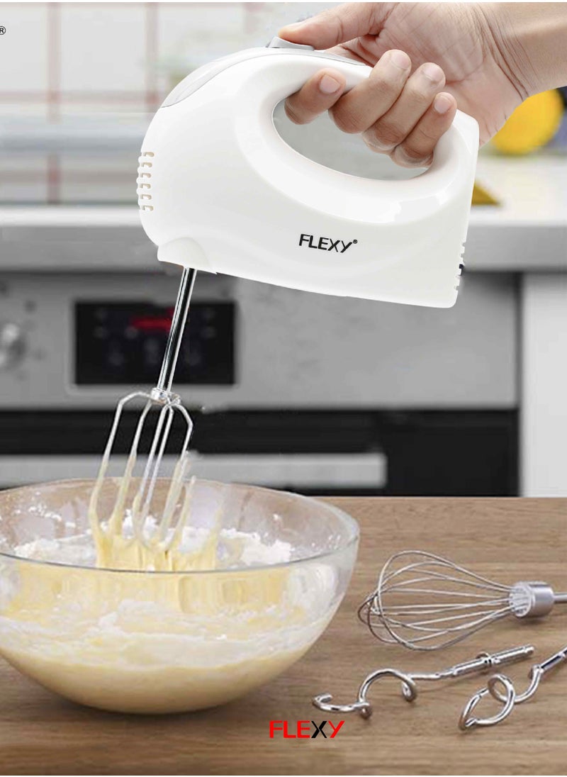Flexy - FLEXY Turbo 5-Speed 200W Hand Mixer with 2 Beaters and 2 Dough Hooks. 2 Years Warranty. Mix like a pro. - Image 1
