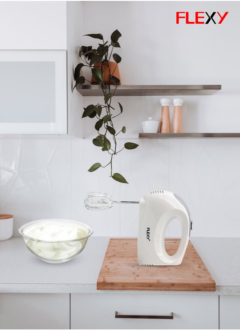 Flexy - FLEXY Turbo 5-Speed 200W Hand Mixer with 2 Beaters and 2 Dough Hooks. 2 Years Warranty. Mix like a pro. - Image 1