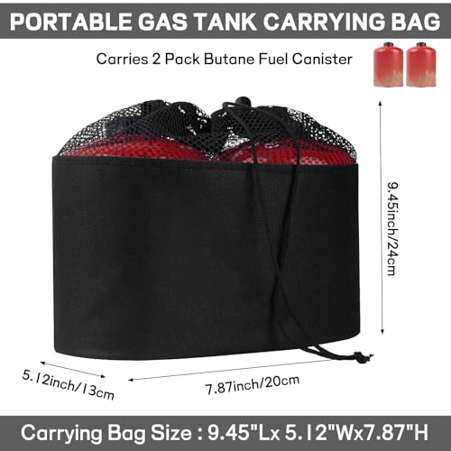 lovligt 2Pack 1LB Padded Propane Cylinder Storage Bag Oxford Fabric Gas Tank Protective Bag Mesh Drawstring Design Mini Fuel Cylinder Organizer for Outdoor Camping Hiking RV Trips - Image 3