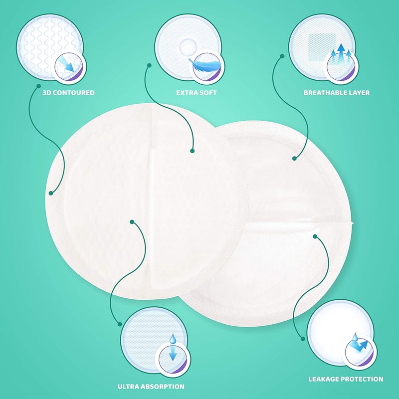 1st Step Honey Comb Lining, Super Absorbant Disposable Breast Pads with Day and Night Protection- 60 Pads - Image 2