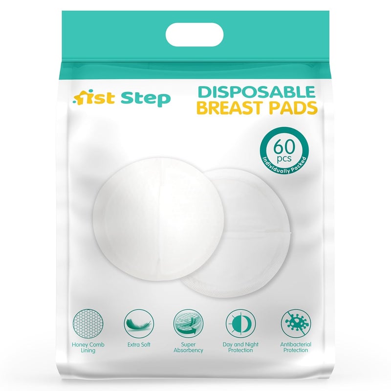 1st Step Honey Comb Lining, Super Absorbant Disposable Breast Pads with Day and Night Protection- 60 Pads - Image 1