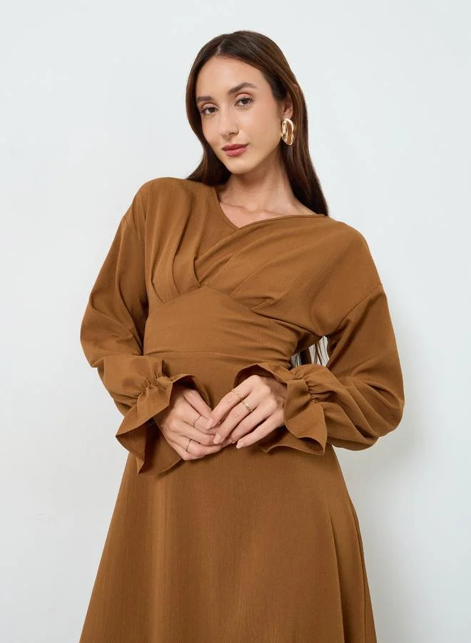 تايك تو فستان طويل سادة بخصر ضيق