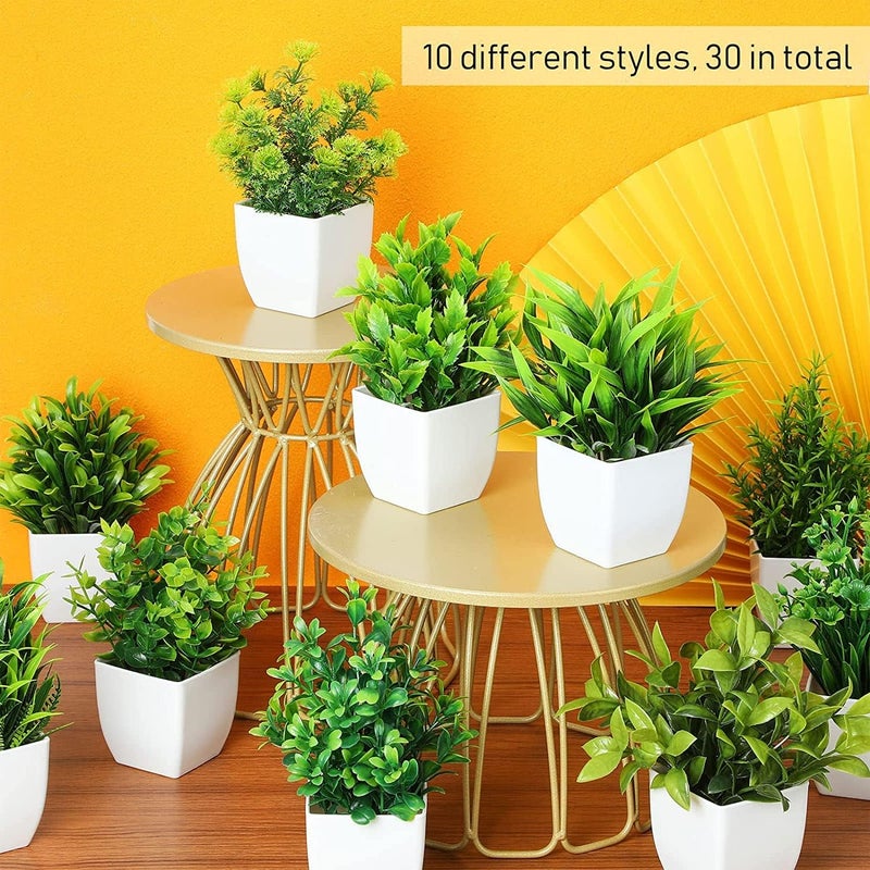 Dekorly Artificial Potted Plants, 30 Pack Artificial Plastic Eucalyptus Plants Small Indoor Potted Houseplants, Small Faux Plants for Home Decor Bathroom Office Farmhouse (Set 0F 30) - Image 2
