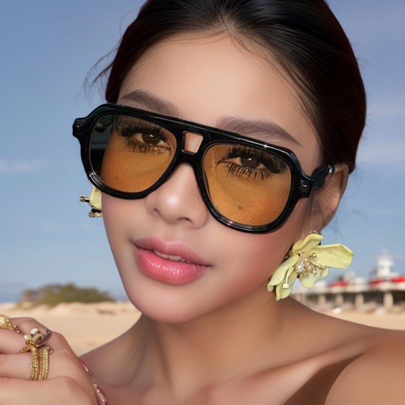 willochra Retro Double Bridges Pilot Men Rivets Sunglasses Fashion Clear Gradient Shades UV400 Women Punk Sun Glasses (pink) - Image 4