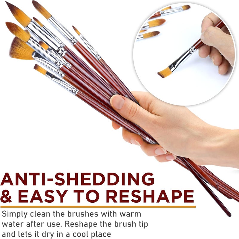 DUGATO Artist Paint Brush Set 13pcs, Long Handle Oil Acrylic Paint Brushes, Watercolor Brush Set for Body, Face, Rock, Canvas Drawing Art Crafts - Image 4