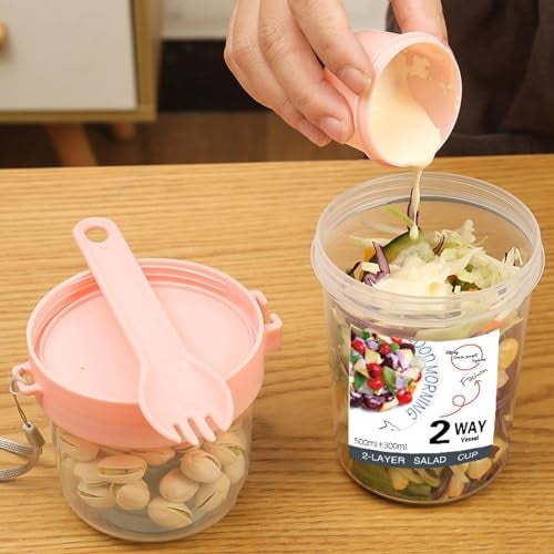 DIANZHU On The Go Breakfast Cups with Lids and Spoon,Travel Snack Container With Topping Compartment, Meal Cup Kitchen Storage Cups Container With Lid For Fruit Salad, Vegetable, Cereal - Image 4