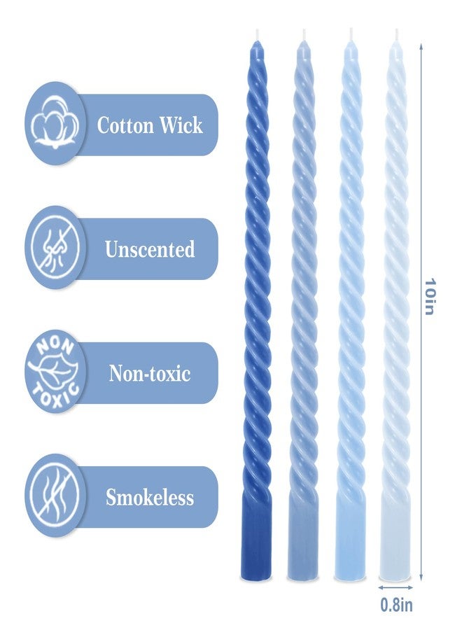 وولاين مجموعة شموع حلزونية زرقاء متدرجة الألوان من والين، 8 قطع، بطول 10 بوصات، شموع طويلة غير معطرة، شمع ملتوي، مانعة للتقطير، مثالية لتزيين المنزل والحفلات وطاولات الطعام. - Image 2