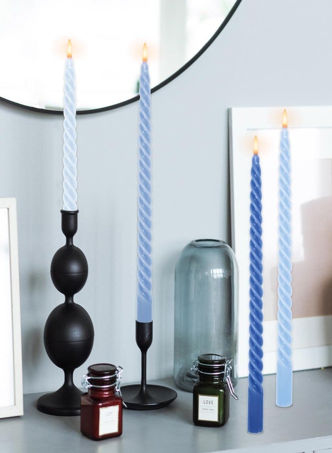 وولاين مجموعة شموع حلزونية زرقاء متدرجة الألوان من والين، 8 قطع، بطول 10 بوصات، شموع طويلة غير معطرة، شمع ملتوي، مانعة للتقطير، مثالية لتزيين المنزل والحفلات وطاولات الطعام. - Image 5