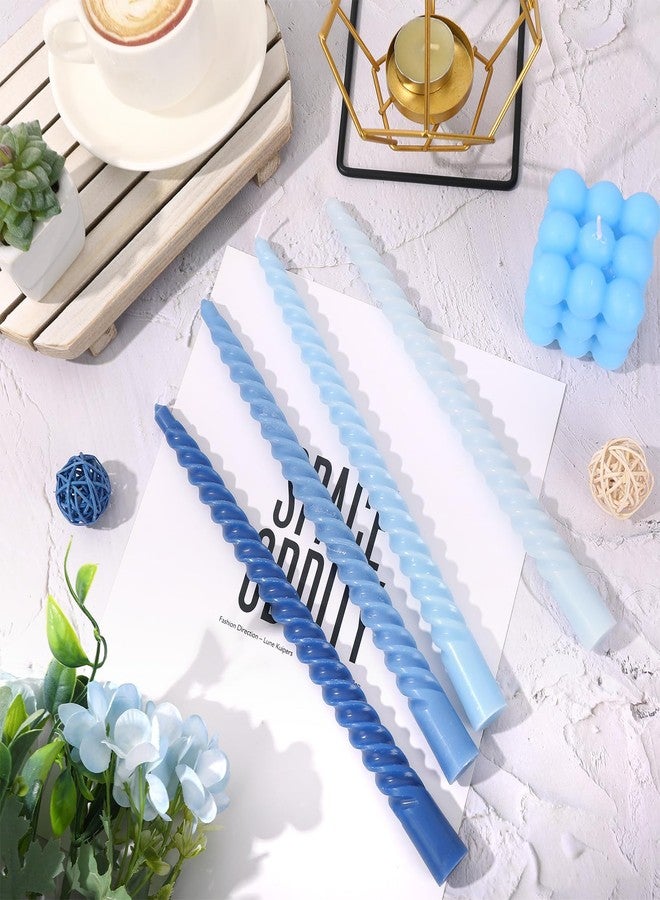 وولاين مجموعة شموع حلزونية زرقاء متدرجة الألوان من والين، 8 قطع، بطول 10 بوصات، شموع طويلة غير معطرة، شمع ملتوي، مانعة للتقطير، مثالية لتزيين المنزل والحفلات وطاولات الطعام. - Image 4