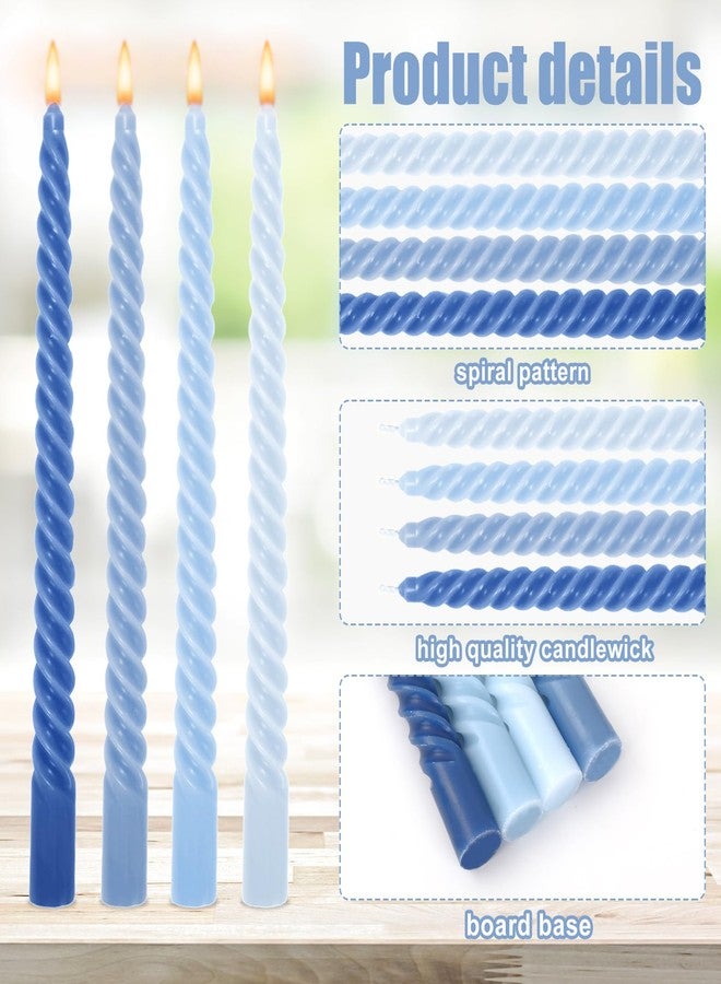 وولاين مجموعة شموع حلزونية زرقاء متدرجة الألوان من والين، 8 قطع، بطول 10 بوصات، شموع طويلة غير معطرة، شمع ملتوي، مانعة للتقطير، مثالية لتزيين المنزل والحفلات وطاولات الطعام. - Image 3