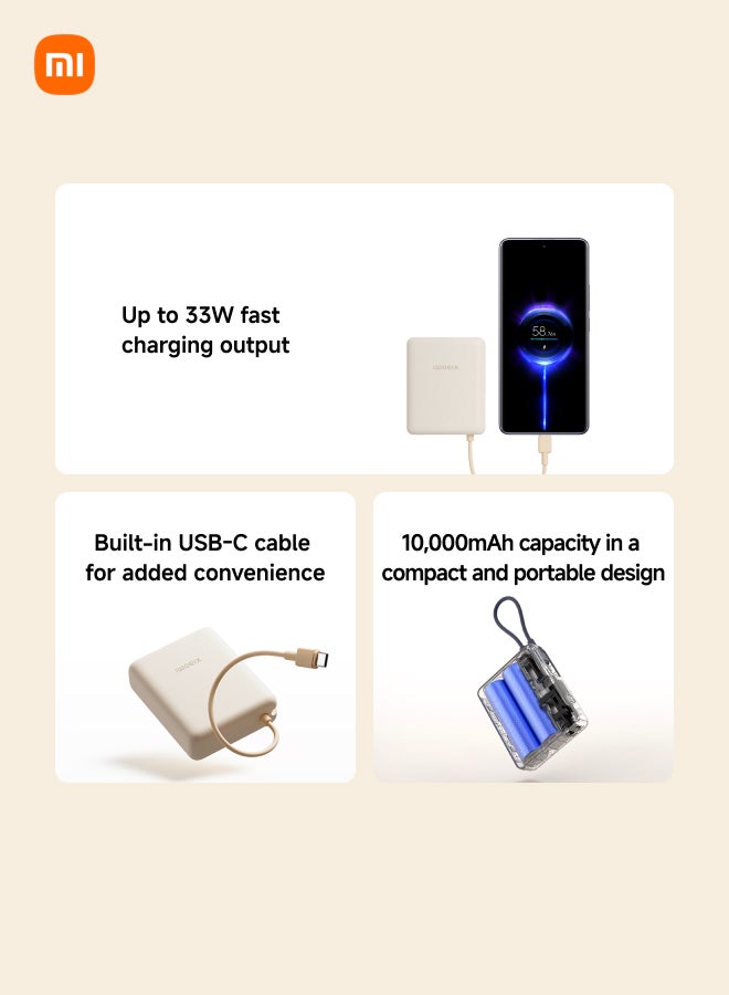 Xiaomi 10000 mAh 33W Power Bank with Built-in Cable – Fast Charging, Compact And Portable, BHR9341GL - Ice Blue - Image 2