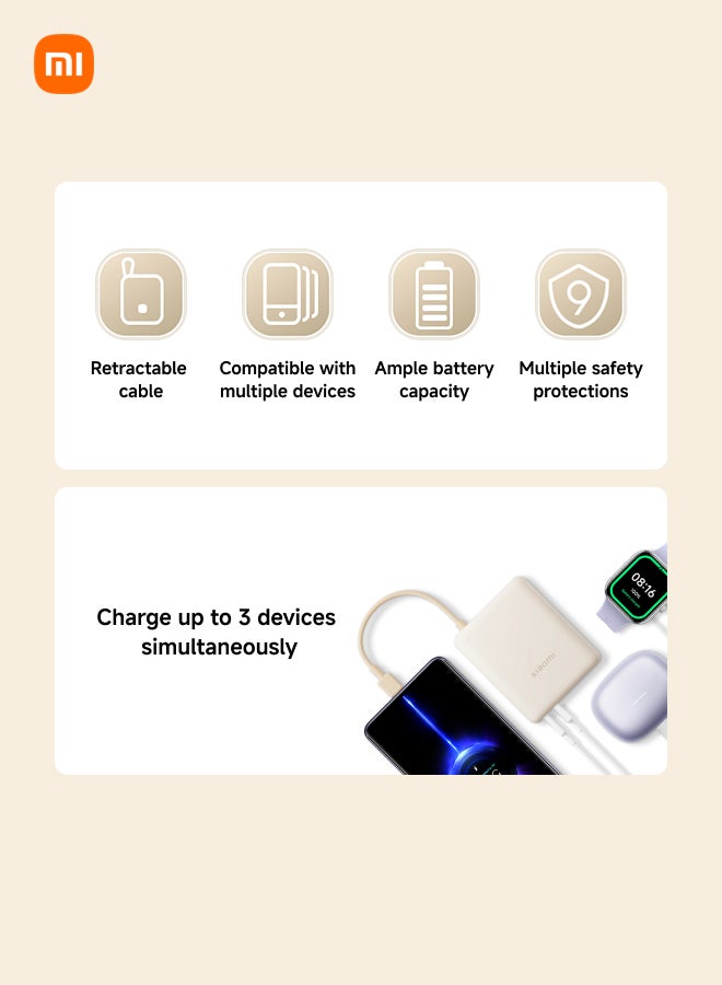 Xiaomi 10000 mAh 33W Power Bank with Built-in Cable – Fast Charging, Compact And Portable, BHR9341GL - Ice Blue - Image 3