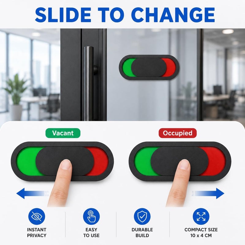 IMIKEYA Privacy Sign: Vacant Occupied Sign Door for for Home Office Store Hotle Hospital Conference Room, Blank Slide Door Indicator Vacant Occupied Bathroom - Image 2
